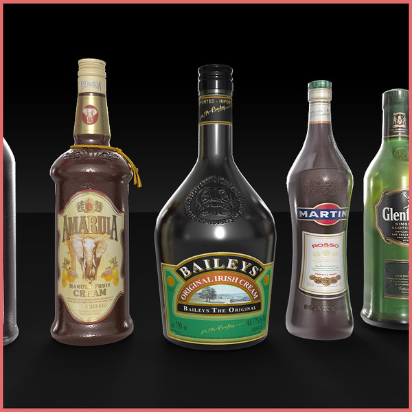 liquer bottles 3d model - Liquer Bottles Collection by ofirc1